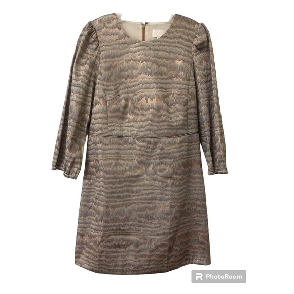 J. Crew Dresses & Skirts - NWT J Crew Collection Metallic Bronze Brocade Dress Size 14 Mini 3/4 Sleeve